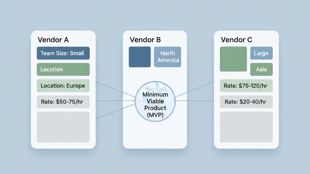 startup app MVP pricing comparison across US vendors
